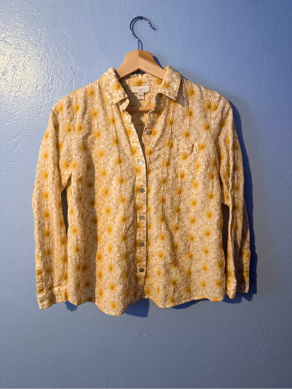 J. Jill Yellow Floral Print Button-Down Shirt - Picture 1 of 3